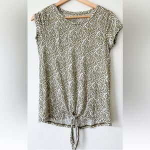 Loft linen leaf tie front top. Size S.